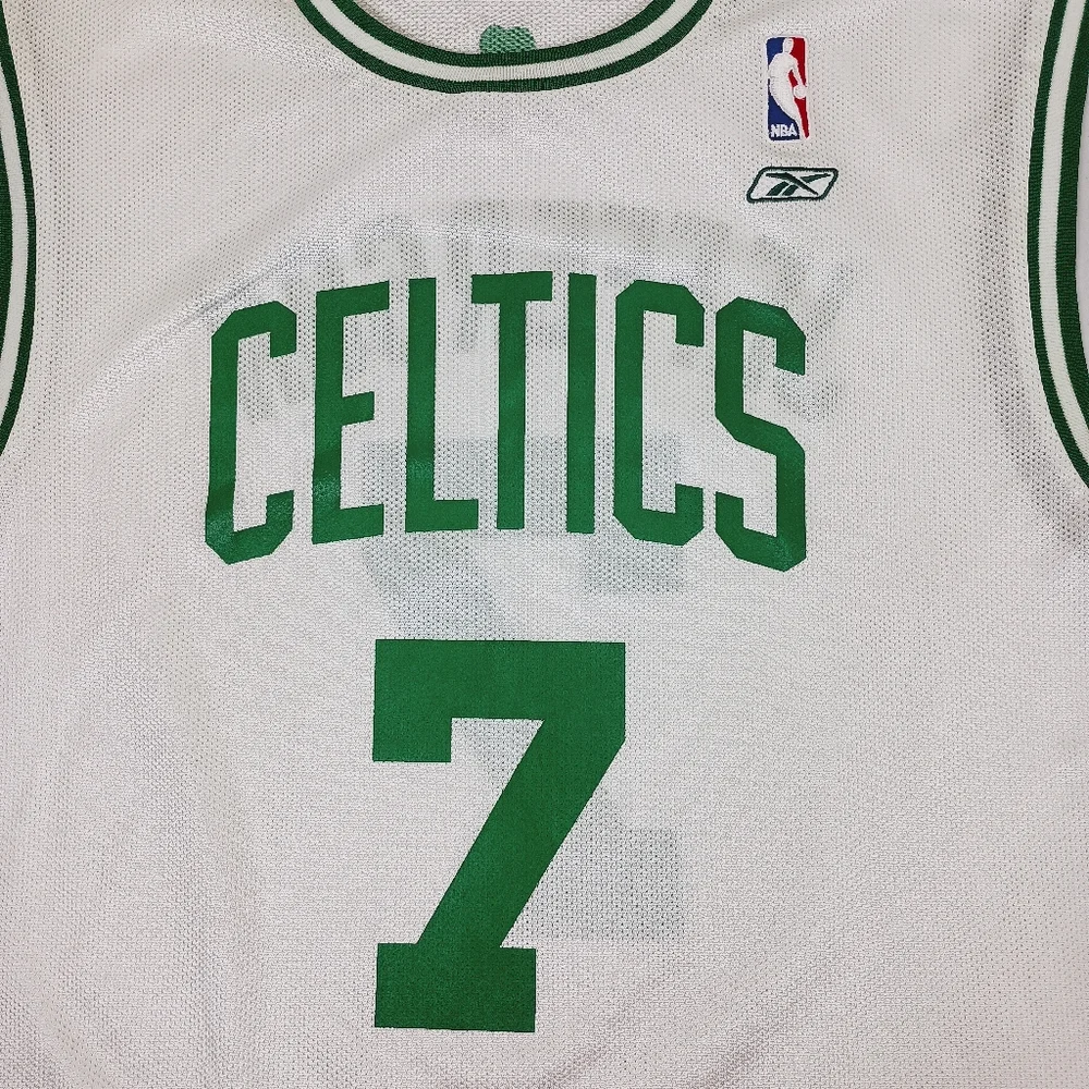 Boston Celtics Al Jefferson Jersey Large White Green Reebok NBA #7 Vintage - Picture 2 of 9